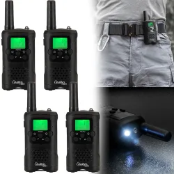 4er-Set Akku-PMR-Funkgerät inkl. Gürtelclip & Taschenlampe, 10 km Reichweite