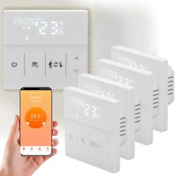 4er-Set WLAN-Thermostat für Fussbodenheizungen mit App- und Sprachsteuerung, weiss