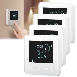 4er-Set Wand Thermostat für Fussbodenheizung, Touch-Tasten, LCD-Display, programmierbar
