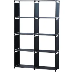 Regal mit 8 Fächern, 85 x 26 x 125 cm, schwarz