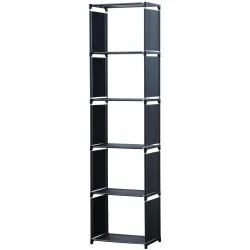 Regal mit 5 Fächern, 42 x 26 x 153 cm, schwarz