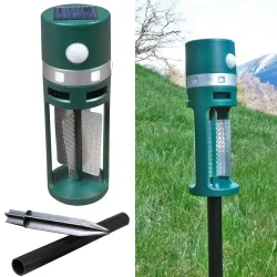 Solar Tiervertreiber mit Erdspiess und Bewegungssensor, Ultraschall und Lichtblitze