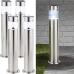 4er-Set LED-Wegeleuchte, solarbetrieben mit Bewegungsmelder, Edelstahl, H je ca. 50 cm