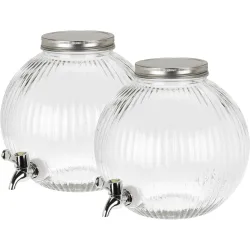 2er-Set Getränkespender aus Glas mit Deckel, 5,5l, kugelförmig