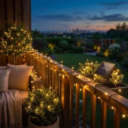 Solar Lichterkette mit 8 Lichtmodi und Dämmerungssensor, 12 m, 100 LEDs, IP44