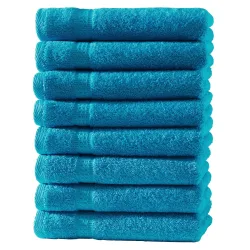 8er-Set Gästetücher, 30 x 50 cm, 100% luxuriöse Baumwolle, mit 2 Bordüren, türkis