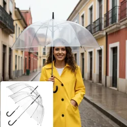 2er-Set Regenschirm mit Automatiköffnung, transparent, Ø 85 cm