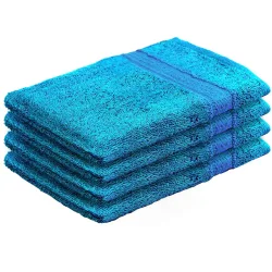 4er-Set Waschhandschuhe aus 100% Baumwolle, Waschlappen mit Schlaufe, türkis