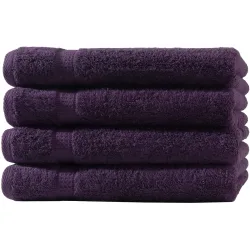 4er-Set Duschtücher, 70 x 140 cm, 100% luxuriöse Baumwolle, mit 2 Bordüren, aubergine