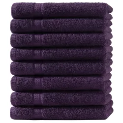 8er-Set Gästetücher, 30 x 50 cm, 100% luxuriöse Baumwolle, mit 2 Bordüren, aubergine