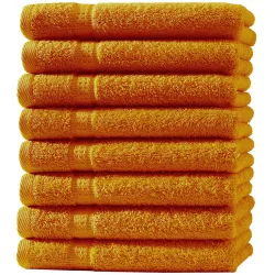 8er-Set Gästetücher, 30 x 50 cm, 100% luxuriöse Baumwolle, mit 2 Bordüren, terra