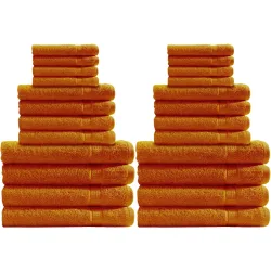 Handtuchset 24-teilig, je 8 Gäste-, Hand- und Badetücher, 100% Baumwolle, terra