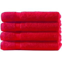 4er-Set Gästetücher, 30 x 50 cm, 100% luxuriöse Baumwolle, mit 2 Bordüren, rot