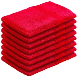 8er-Set Waschhandschuhe aus 100% Baumwolle, Frottee-Lappen mit Schlaufe, rot