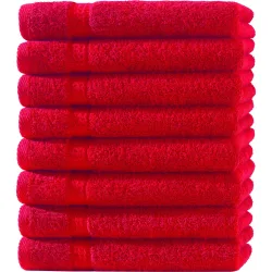 8er-Set Gästetücher, 30 x 50 cm, 100% luxuriöse Baumwolle, mit 2 Bordüren, rot