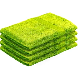 4er-Set Waschhandschuhe aus 100% Baumwolle, Waschlappen mit Schlaufe, apfelgrün