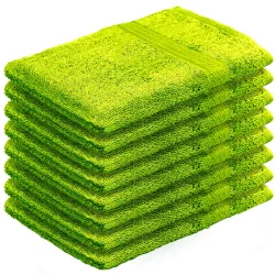 8er-Set Waschhandschuhe aus 100% Baumwolle, Frottee-Lappen mit Schlaufe, apfelgrün