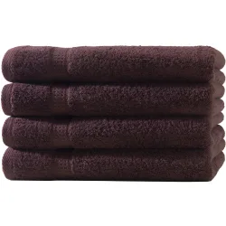 4er-Set Gästetücher, 30 x 50 cm, 100% luxuriöse Baumwolle, mit 2 Bordüren, braun