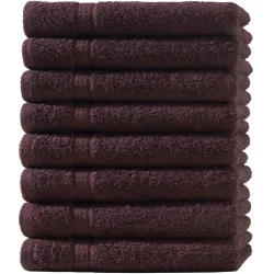 8er-Set Gästetücher, 30 x 50 cm, 100% luxuriöse Baumwolle, mit 2 Bordüren, braun