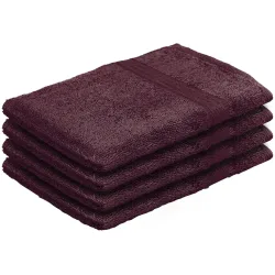 4er-Set Waschhandschuhe aus 100% Baumwolle, Waschlappen mit Schlaufe, braun