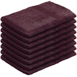 8er-Set Waschhandschuhe aus 100% Baumwolle, Frottee-Lappen mit Schlaufe, braun