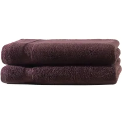 2er-Set Duschtücher, 70 x 140 cm, 100% luxuriöse Baumwolle, mit 2 Bordüren, braun