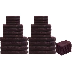 32-teiliges Handtuch-Set Frottee, je 8 Gäste-, Hand-, Duschtücher und Waschlappen, braun