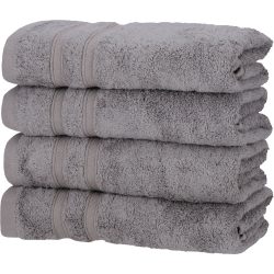 4er-Set Handtücher, 50% Bambus & 50% Baumwolle, 50 x 100 cm, grau
