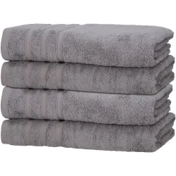 4er-Set Duschhandtücher, 50% Bambus & 50% Baumwolle, 70 x 140 cm, grau