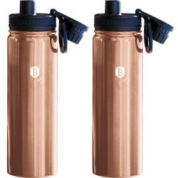2er-Set Trinkflasche, Sportflasche, je 540 ml, Edelstahl, Farbe Rosé-Gold