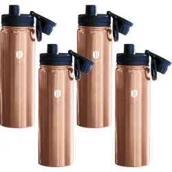 4er-Set Trinkflasche, Sportflasche, je 540 ml, Edelstahl, Farbe Rosé-Gold