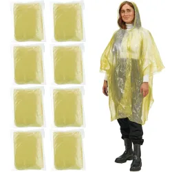 8er-Set Notfall Regenponcho mit Kapuze und Ärmeln, gelb, ca. 120cm