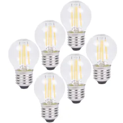 6er-Set LED-Filament-Lampe, G45, E27, 400 lm, 4 W, 2500 K, warmweiss