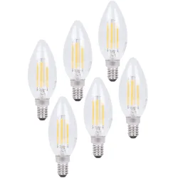 6er-Set LED-Filament-Kerzenlampe, C35, E14, 400 lm, 4 W, 2500 K, warmweiss