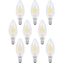 9er-Set LED-Filament-Kerzenlampe, C35, E14, 400 lm, 4 W, 2500 K, warmweiss