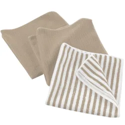 3 Geschirrtücher Mikrofaser, beige uni, Streifen, 40 x 40 cm