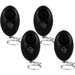4er-Set Personenalarm inkl. LED-Licht, 120dB, schwarz