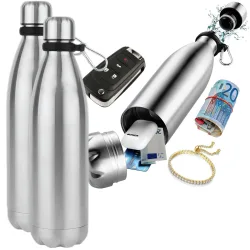 2er-Set Doppelwandige Trinkflasche mit Geheimversteck, 400ml, aus Edelstahl
