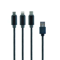 2er-Set 3in1 USB-Ladekabel, Lightning, Micro-USB & USB Typ C, 100 cm