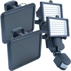 2er-Set Solar-LED-Aussenwandstrahler mit PIR-Sensor, 12 W, 750 Lumen, IP44