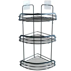 Duschkorb Eckregal aus Metall, 3 Etagen, schwarz, 22,8 x 29,8 x 49 cm