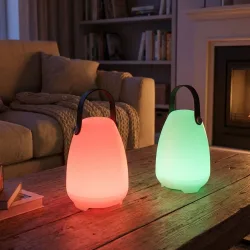 2er-Set Akku Tischlampe mit 4 Lichtmodi in weiss & 16 RGB-Farben, 20,5cm, IP44