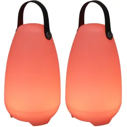 2er-Set Akku Tischlampe mit 4 Lichtmodi in weiss & 16 RGB-Farben, 26cm, IP44
