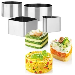 Dessert- & Speiseringe aus Edelstahl, 4 Stück, 2 x Kreis, 1 x Quadrat, 1 x Dreieck