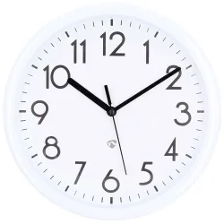 Wanduhr mit Quarzlaufwerk und weissem Hintergrund, Ø 22 cm