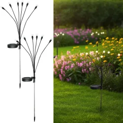 2er-Set Solar-Gartenlampe Glühwürmchen mit 6 flexiblen Armen, inkl. Erdspiess