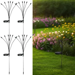 4er-Set Solar-Gartenlampe Glühwürmchen mit 6 flexiblen Armen, inkl. Erdspiess
