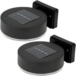 2er-Set Solar-Wandleuchte, rund, schwarz