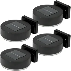 4er-Set Solar-Wandleuchte, rund, schwarz