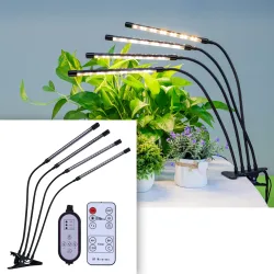 Vollspektrum LED-Pflanzenlampe mit 4 Schwanenhälse, 9 dimmbare Stufen & Timerfunktion